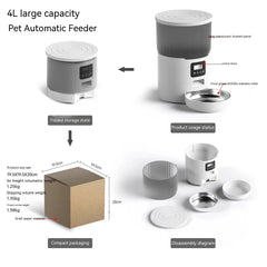 Smart Automatic Pet Feeder – 4L WiFi & Button Control for Cats & Dogs