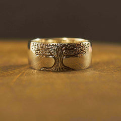 Tree of Life Ring — Retro Carved Alloy Band in Ancient Gold & Antique Silver