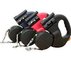 Dual Retractable Dog Leash — Walk Two Dogs at Once, 3M Telescopic with Ergonomic Grip