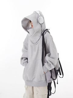 High Collar Fleece Lined Hoodie