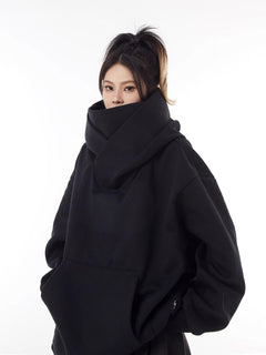 High Collar Fleece Lined Hoodie