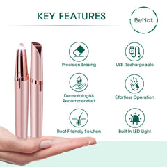 Rechargeable Electric Eyebrow Trimmer – LED Light, Hypoallergenic & Painless