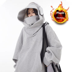 High Collar Fleece Lined Hoodie