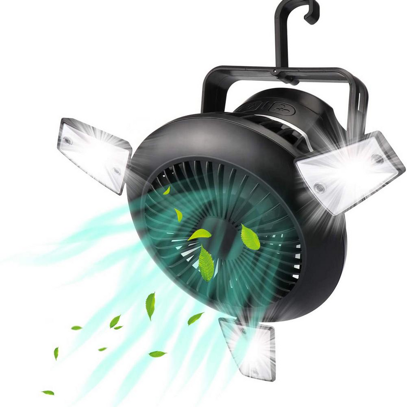 Solar Camping Lantern with Fan & Hook – Foldable LED Light, USB & Solar Charge