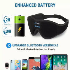 Bluetooth 5.0 Sleep Eye Mask with Headphones — 3D Contoured, HD Stereo, Light Blocking